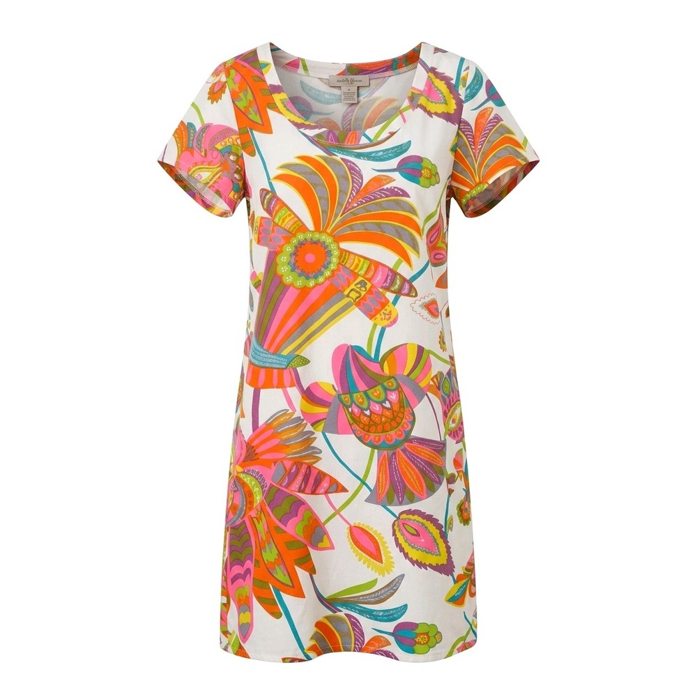 ASOS Womens Retro 60s Psychedelic Floral Print Scoop Neck Shift Mini Dress Sz 4
